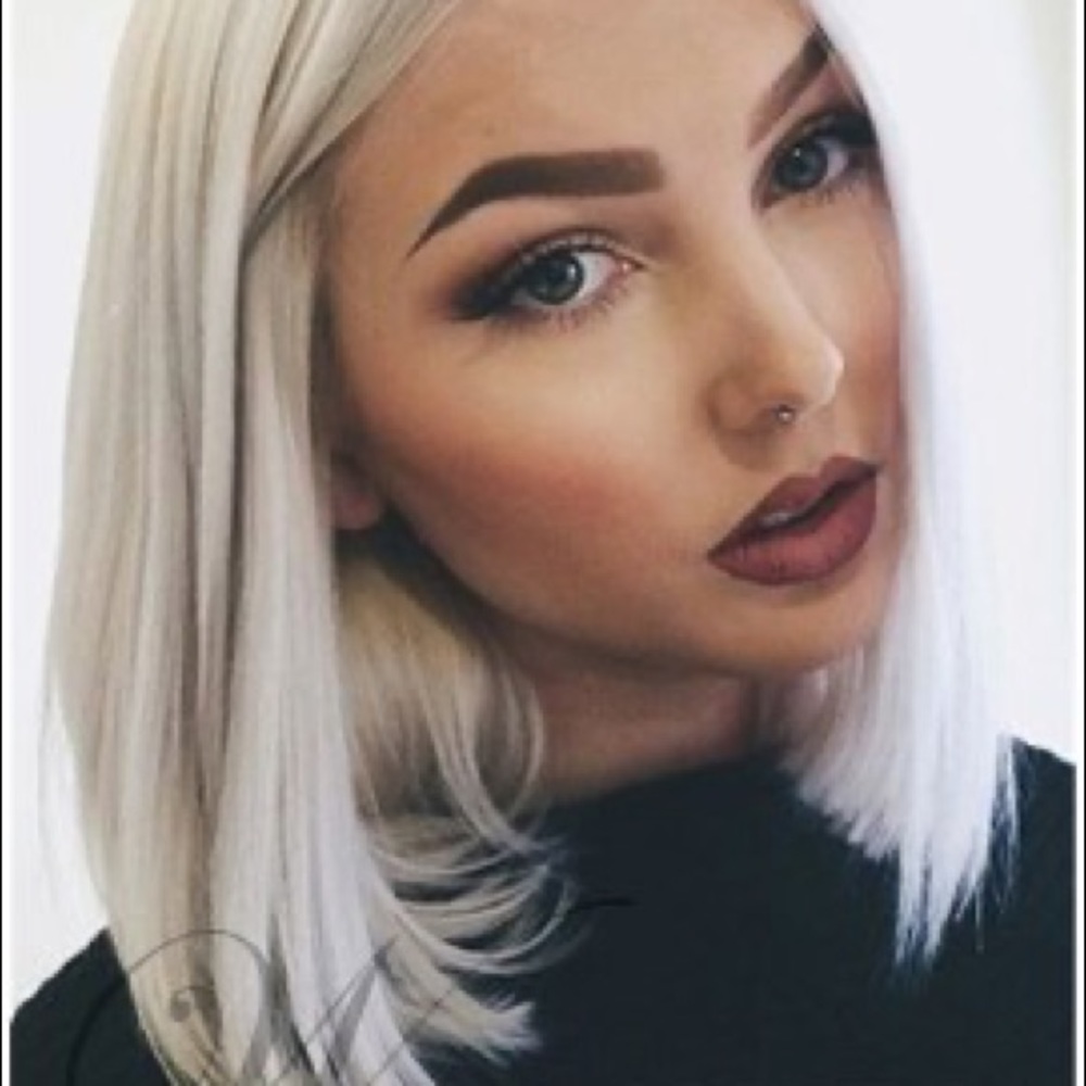 Shoulder Length Middle Part Straight Hairstyle Synthetic Lace Front Wig 12Inches